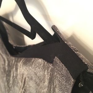 Silver metallic Elie Tahari sheath dress.